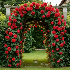 Роза плетистая Алый Триумф купить по цене от 319р. в интернет-магазине «Посадика» с доставкой почтой в в Междуреченске и по всей России – [изображение №1].